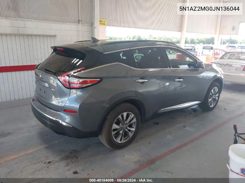 2018 Nissan Murano Sv VIN: 5N1AZ2MG0JN136044 Lot: 40184009