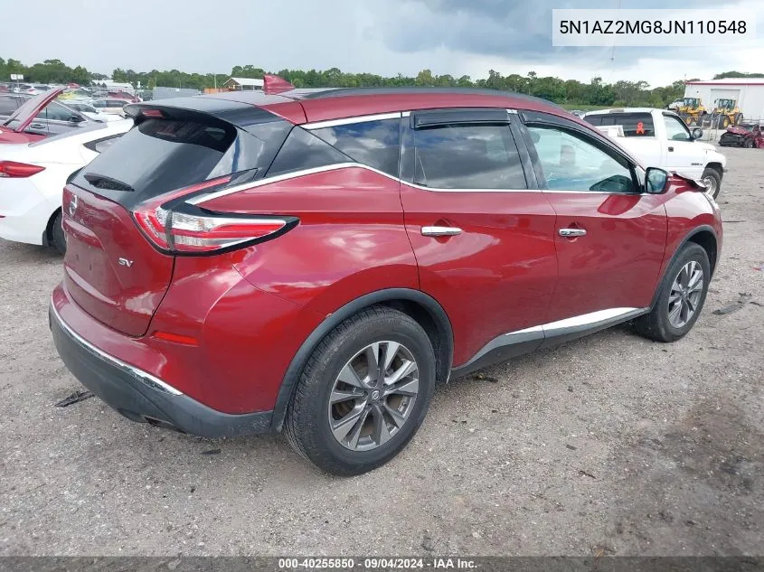 2018 Nissan Murano Sv VIN: 5N1AZ2MG8JN110548 Lot: 40255850