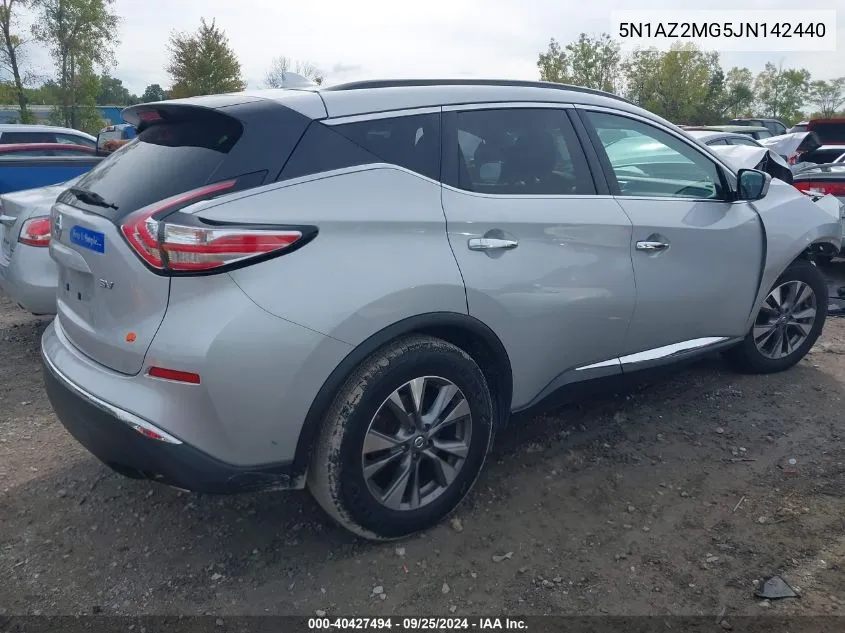 2018 Nissan Murano Sv VIN: 5N1AZ2MG5JN142440 Lot: 40427494