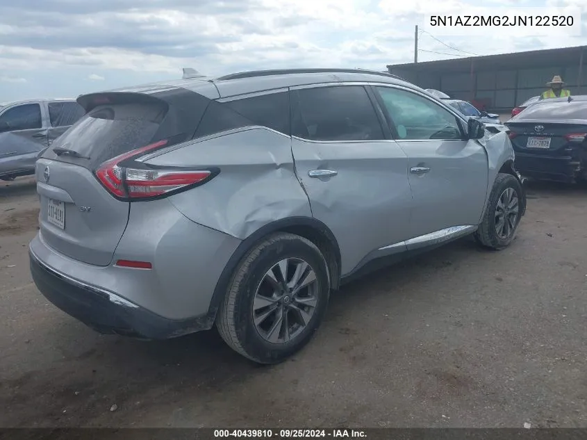 2018 Nissan Murano Sv VIN: 5N1AZ2MG2JN122520 Lot: 40439810