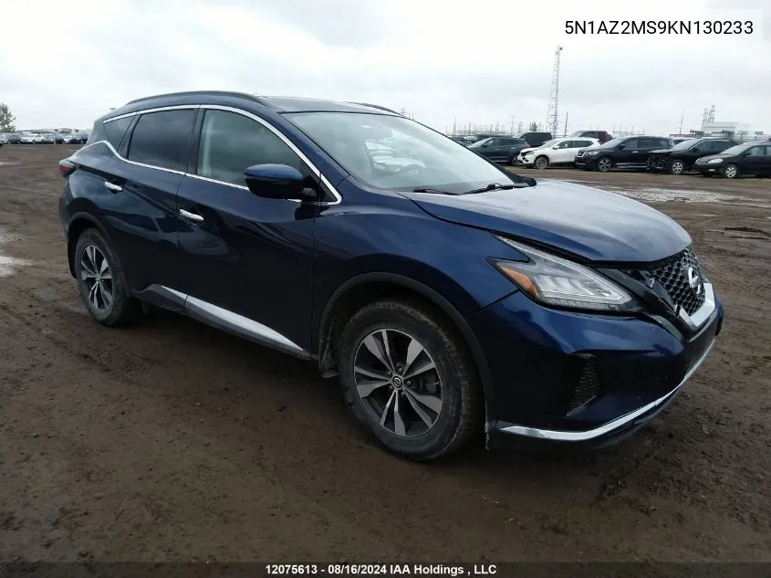 2019 Nissan Murano S/Sl/Sv/Platinum VIN: 5N1AZ2MS9KN130233 Lot: 12075613