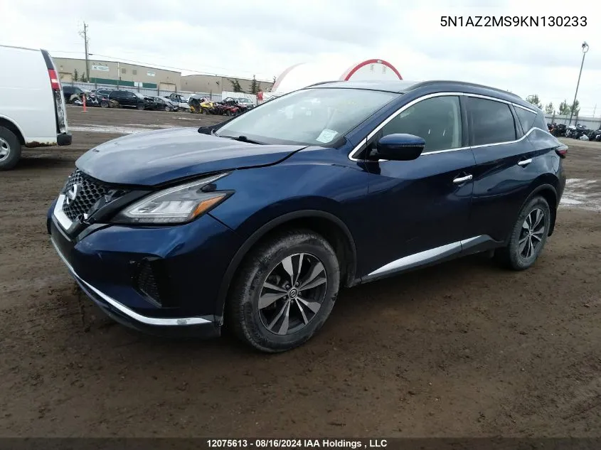 2019 Nissan Murano S/Sl/Sv/Platinum VIN: 5N1AZ2MS9KN130233 Lot: 12075613