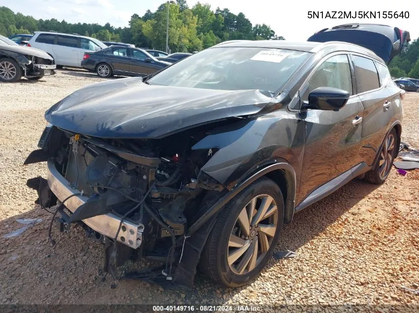 2019 Nissan Murano Sl VIN: 5N1AZ2MJ5KN155640 Lot: 40149716