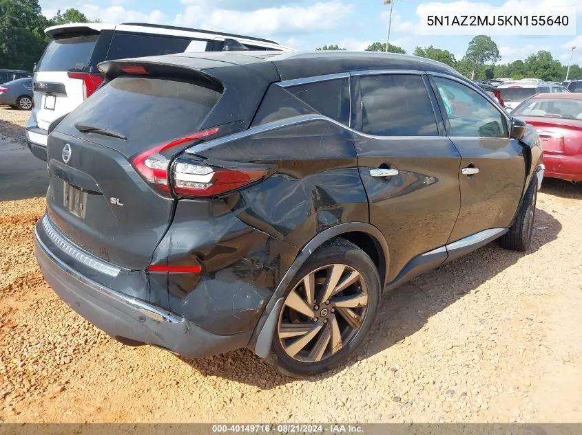 2019 Nissan Murano Sl VIN: 5N1AZ2MJ5KN155640 Lot: 40149716