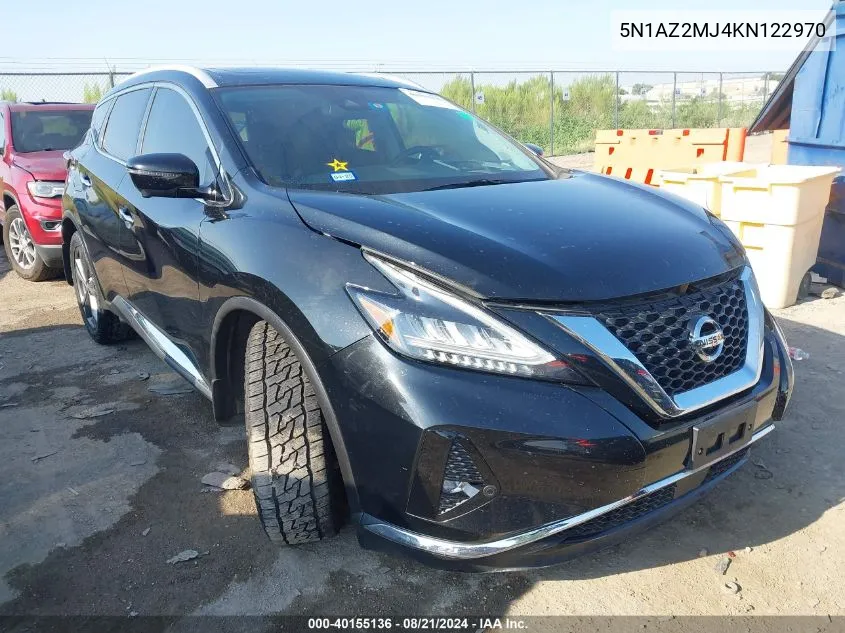 2019 Nissan Murano S/Sl/Sv/Platinum VIN: 5N1AZ2MJ4KN122970 Lot: 40155136