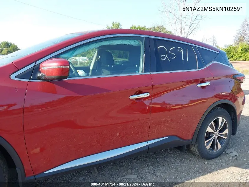 2019 Nissan Murano S/Sl/Sv/Platinum VIN: 5N1AZ2MS5KN102591 Lot: 40161724