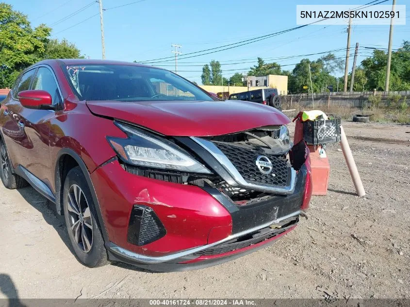 2019 Nissan Murano S/Sl/Sv/Platinum VIN: 5N1AZ2MS5KN102591 Lot: 40161724