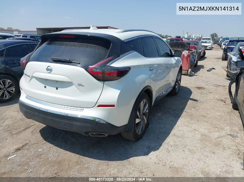 2019 Nissan Murano Sl VIN: 5N1AZ2MJXKN141314 Lot: 40173328