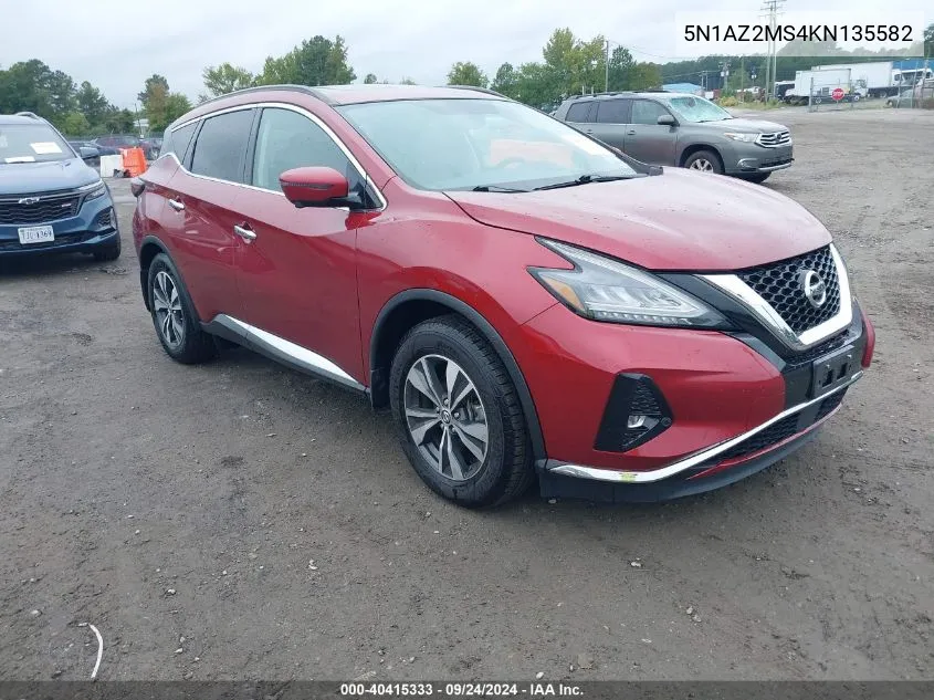 5N1AZ2MS4KN135582 2019 Nissan Murano Sv