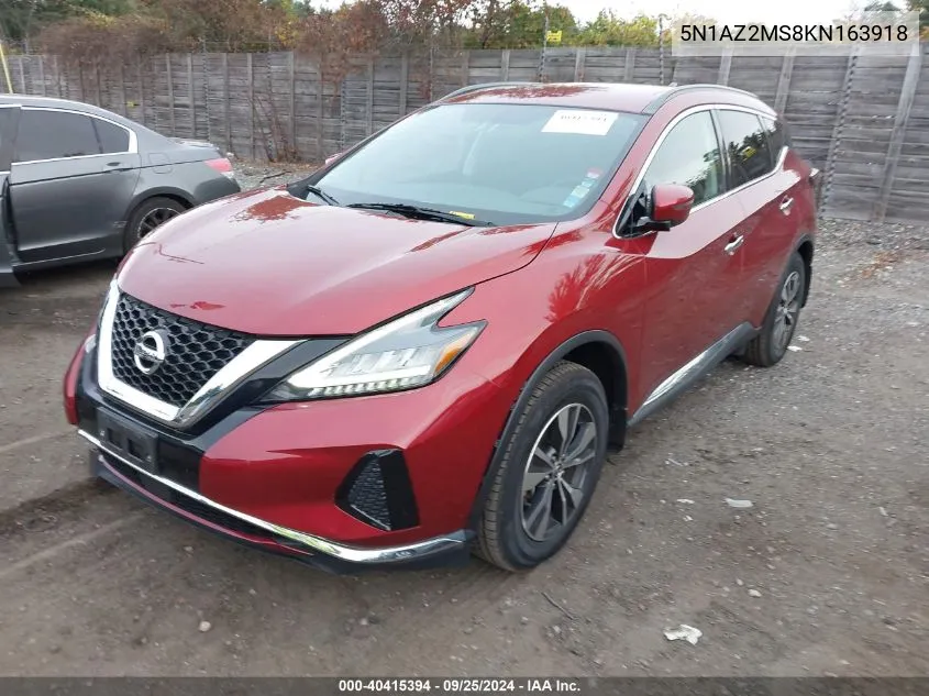 2019 Nissan Murano Sv VIN: 5N1AZ2MS8KN163918 Lot: 40415394