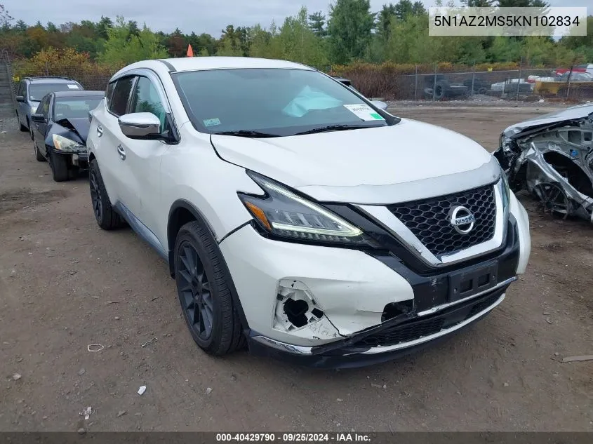 2019 Nissan Murano S VIN: 5N1AZ2MS5KN102834 Lot: 40429790