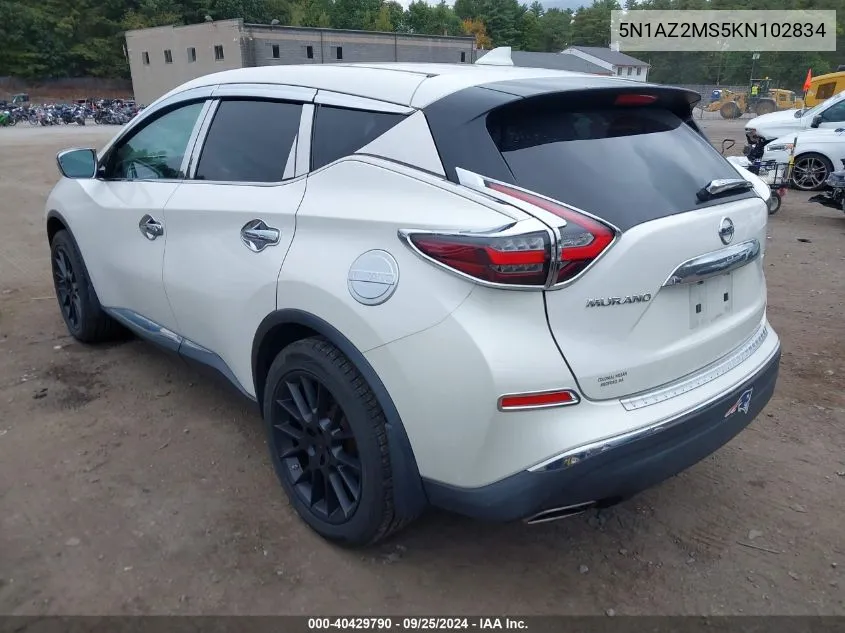 2019 Nissan Murano S VIN: 5N1AZ2MS5KN102834 Lot: 40429790