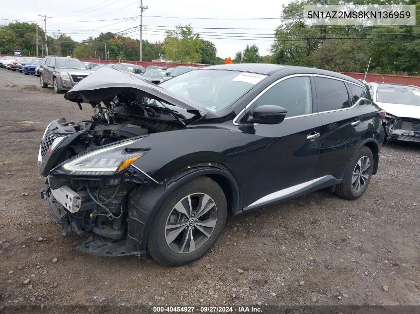 2019 Nissan Murano S VIN: 5N1AZ2MS8KN136959 Lot: 40454927