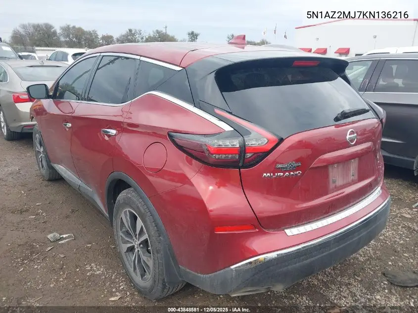 5N1AZ2MJ7KN136216 2019 Nissan Murano S