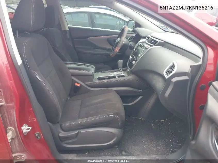 5N1AZ2MJ7KN136216 2019 Nissan Murano S