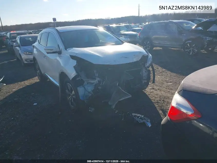 5N1AZ2MS8KN143989 2019 Nissan Murano Sv