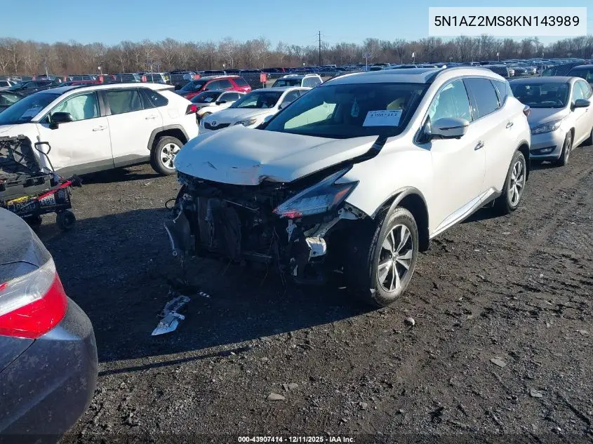 5N1AZ2MS8KN143989 2019 Nissan Murano Sv