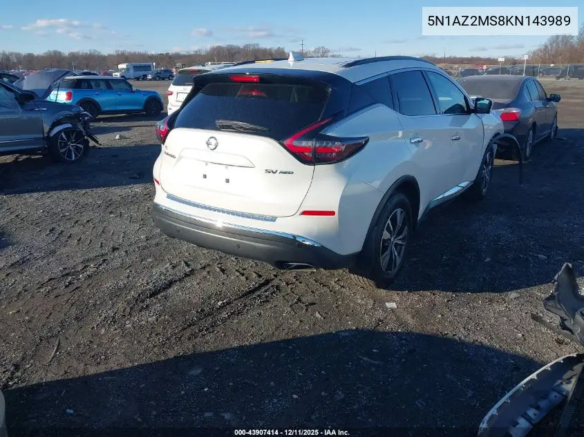 5N1AZ2MS8KN143989 2019 Nissan Murano Sv