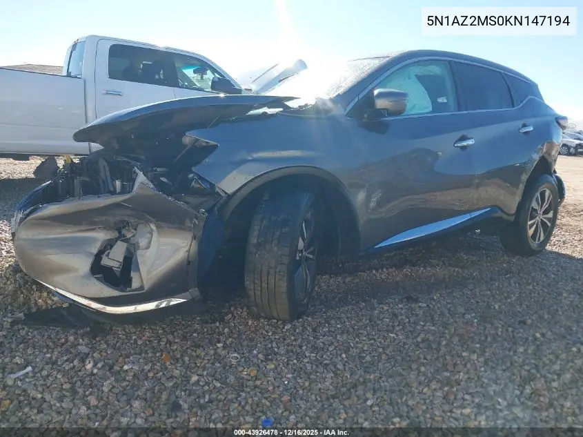5N1AZ2MS0KN147194 2019 Nissan Murano S