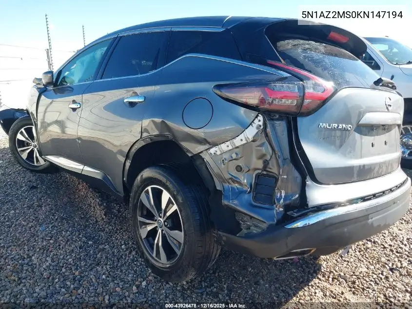5N1AZ2MS0KN147194 2019 Nissan Murano S