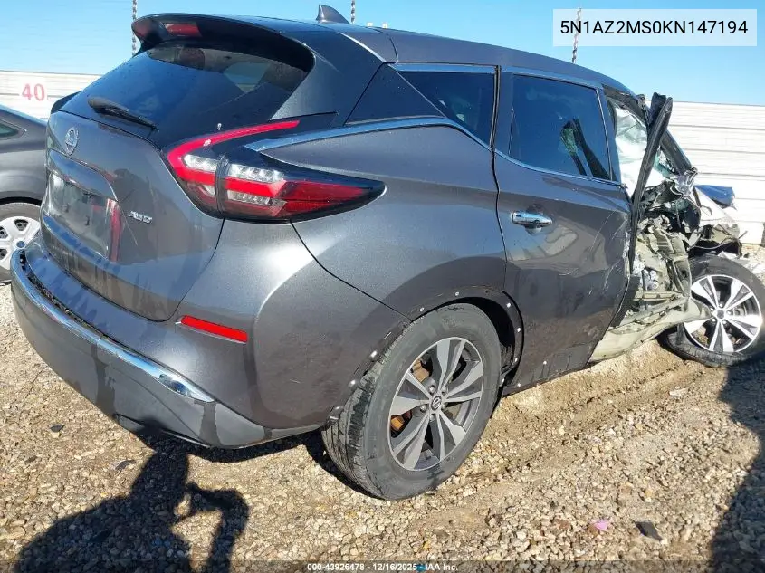 5N1AZ2MS0KN147194 2019 Nissan Murano S