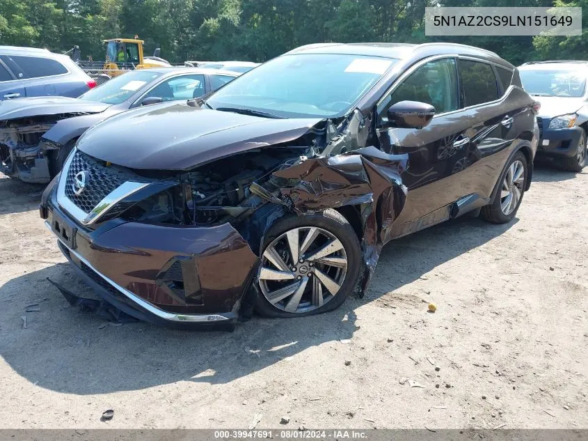 2020 Nissan Murano Sl Intelligent Awd VIN: 5N1AZ2CS9LN151649 Lot: 39947691