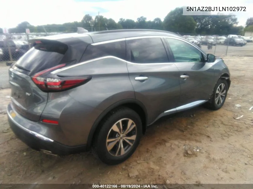 2020 Nissan Murano Sv Fwd VIN: 5N1AZ2BJ1LN102972 Lot: 40122166