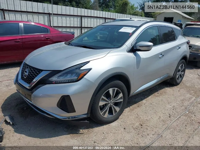 2020 Nissan Murano Sv Fwd VIN: 5N1AZ2BJ1LN144560 Lot: 40137303