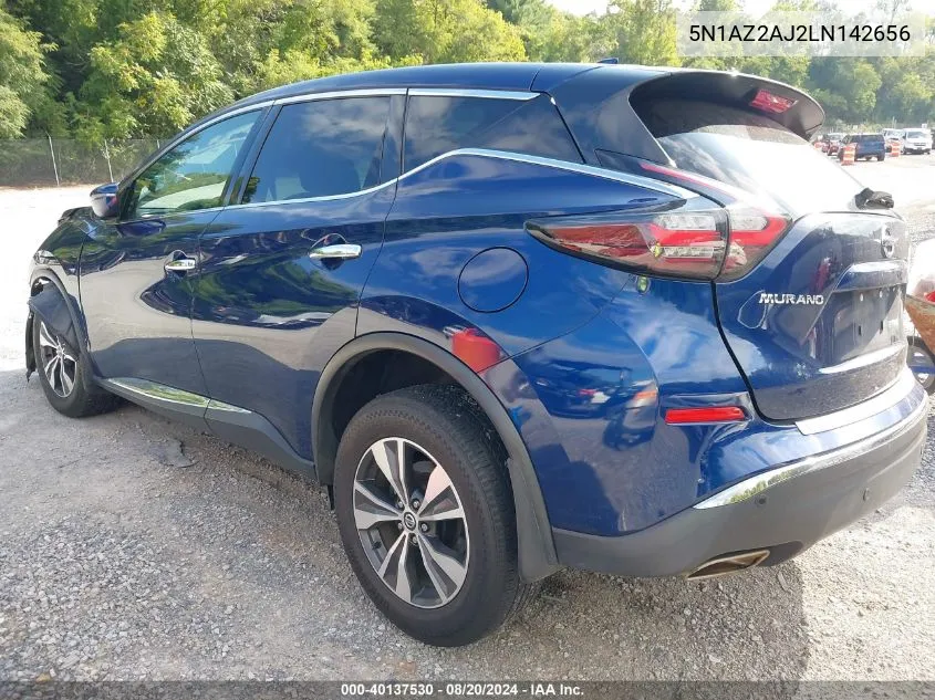 2020 Nissan Murano S Fwd VIN: 5N1AZ2AJ2LN142656 Lot: 40137530