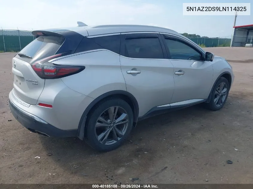 2020 Nissan Murano Platinum Intelligent Awd VIN: 5N1AZ2DS9LN114325 Lot: 40185108