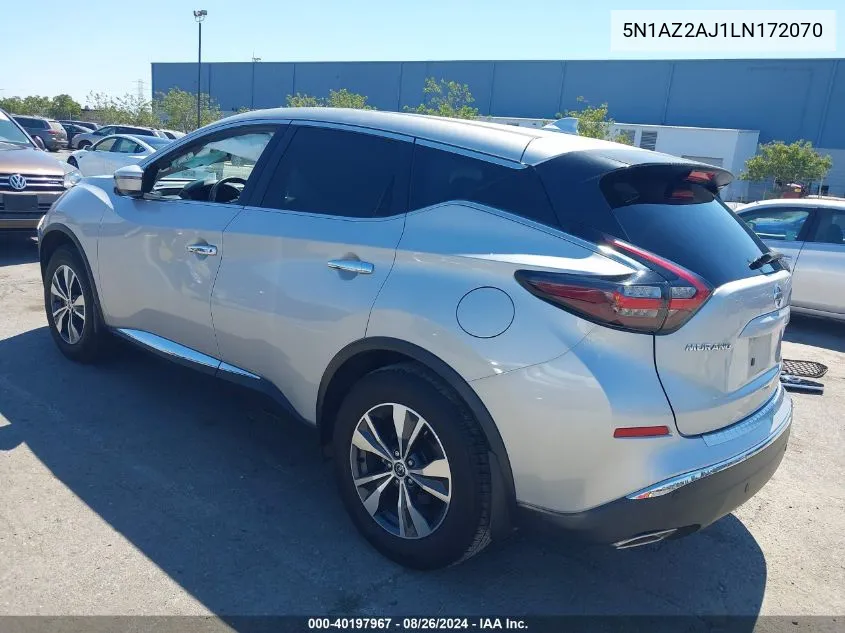 2020 Nissan Murano S Fwd VIN: 5N1AZ2AJ1LN172070 Lot: 40197967