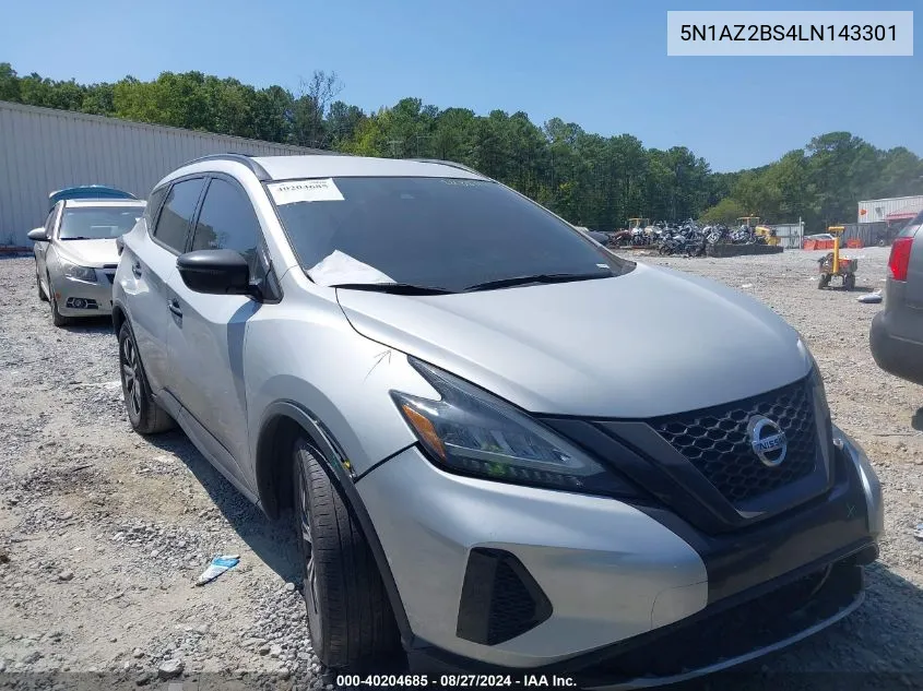 2020 Nissan Murano Sv Intelligent Awd VIN: 5N1AZ2BS4LN143301 Lot: 40204685