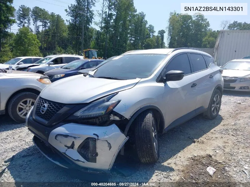 2020 Nissan Murano Sv Intelligent Awd VIN: 5N1AZ2BS4LN143301 Lot: 40204685