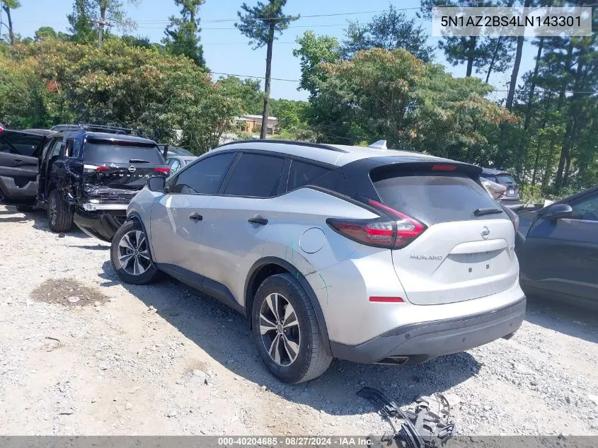 2020 Nissan Murano Sv Intelligent Awd VIN: 5N1AZ2BS4LN143301 Lot: 40204685