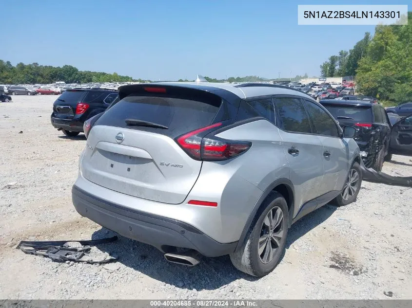 2020 Nissan Murano Sv Intelligent Awd VIN: 5N1AZ2BS4LN143301 Lot: 40204685