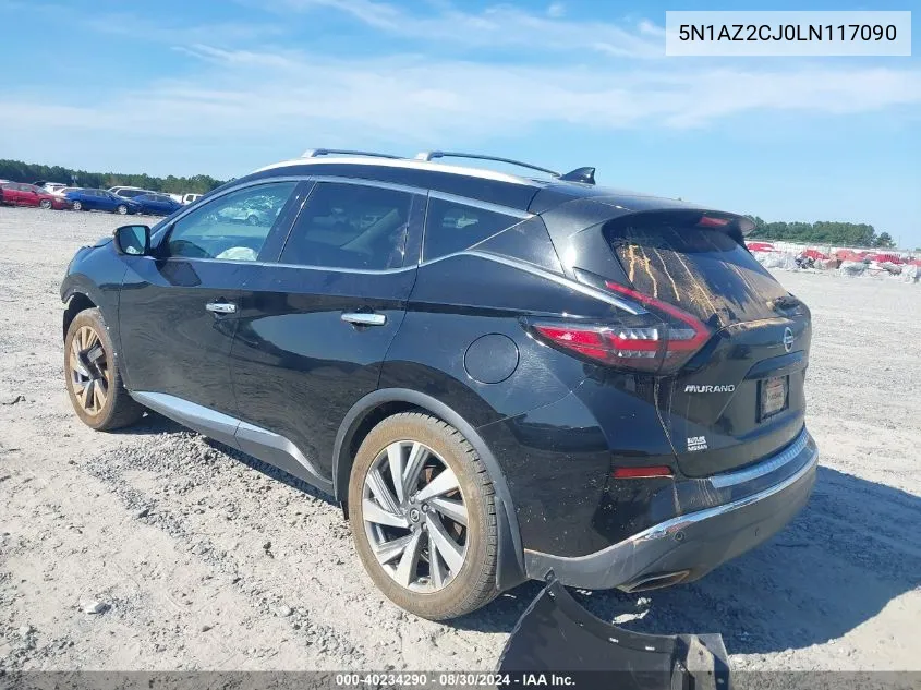 2020 Nissan Murano Sl Fwd VIN: 5N1AZ2CJ0LN117090 Lot: 40234290