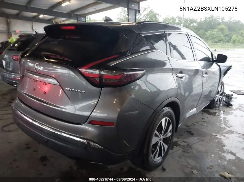 5N1AZ2BSXLN105278 2020 Nissan Murano Sv Intelligent Awd