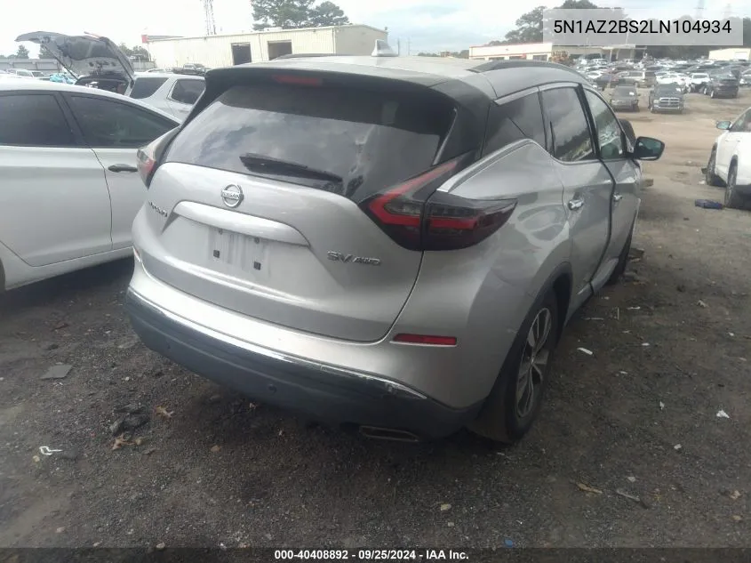 5N1AZ2BS2LN104934 2020 Nissan Murano Sv Intelligent Awd