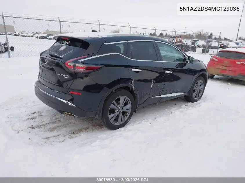 5N1AZ2DS4MC129036 2021 Nissan Murano Platinum