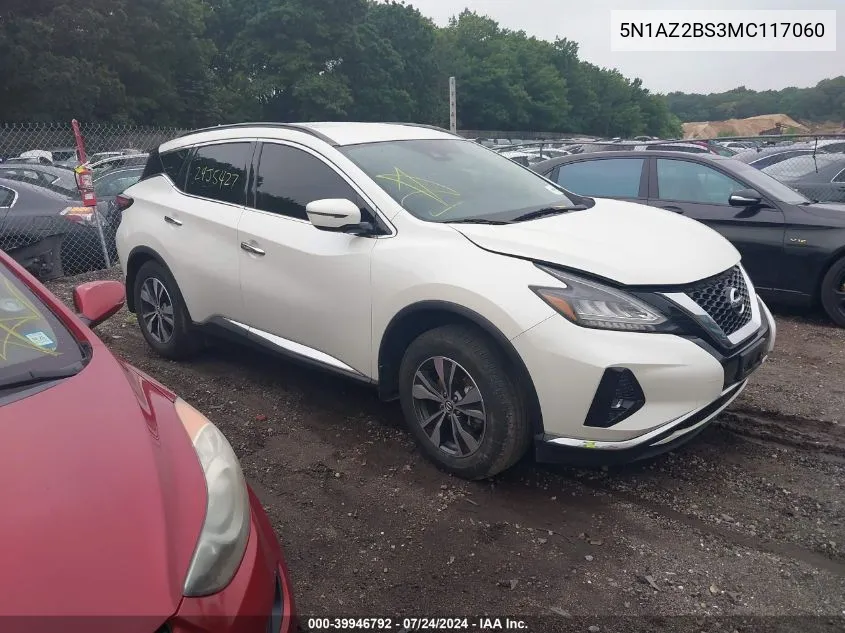 2021 Nissan Murano Sv VIN: 5N1AZ2BS3MC117060 Lot: 39946792