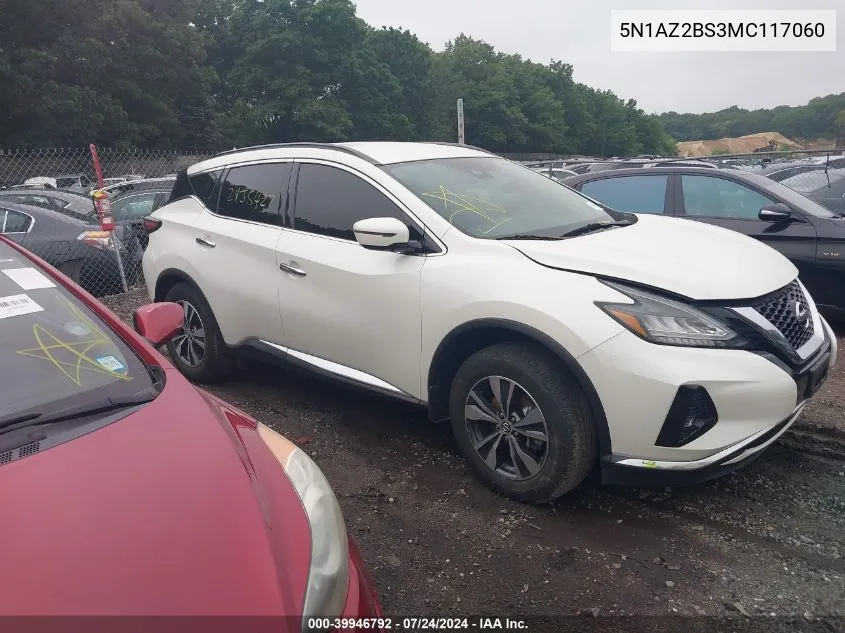 2021 Nissan Murano Sv VIN: 5N1AZ2BS3MC117060 Lot: 39946792