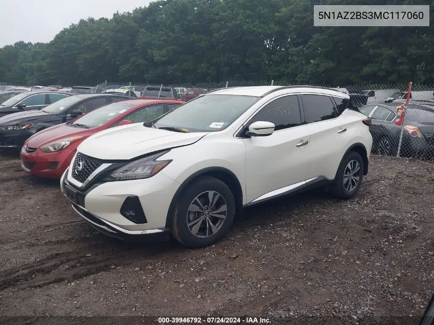 2021 Nissan Murano Sv VIN: 5N1AZ2BS3MC117060 Lot: 39946792