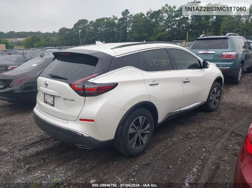 2021 Nissan Murano Sv VIN: 5N1AZ2BS3MC117060 Lot: 39946792