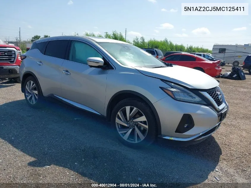 2021 Nissan Murano Sl Fwd VIN: 5N1AZ2CJ5MC125411 Lot: 40012904