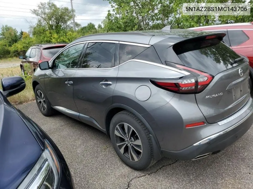 2021 Nissan Murano Sv VIN: 5N1AZ2BS1MC143706 Lot: 40049053