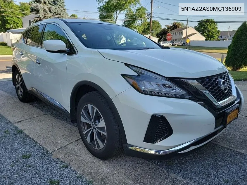 2021 Nissan Murano S VIN: 5N1AZ2AS0MC136909 Lot: 40049096