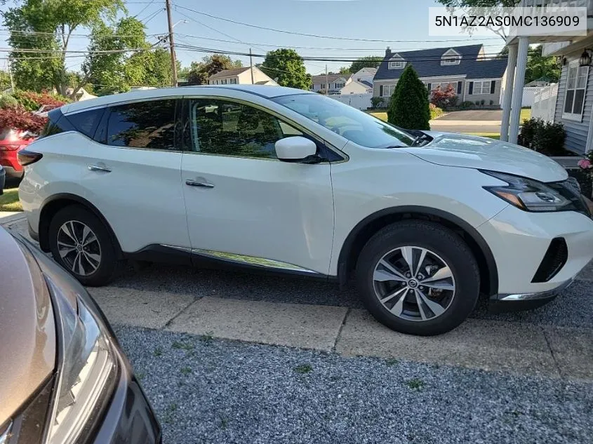 2021 Nissan Murano S VIN: 5N1AZ2AS0MC136909 Lot: 40049096