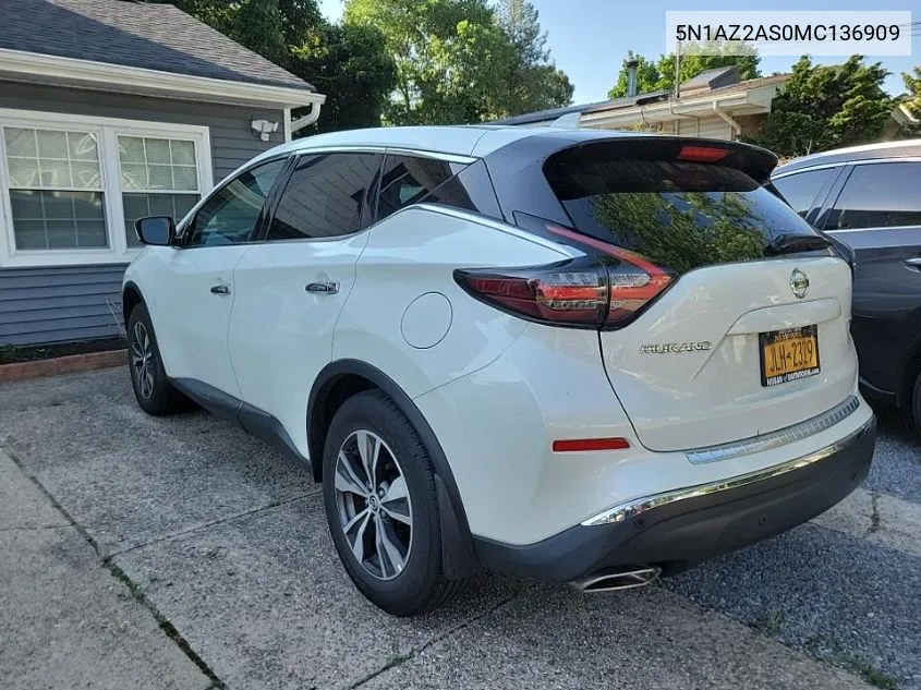 2021 Nissan Murano S VIN: 5N1AZ2AS0MC136909 Lot: 40049096