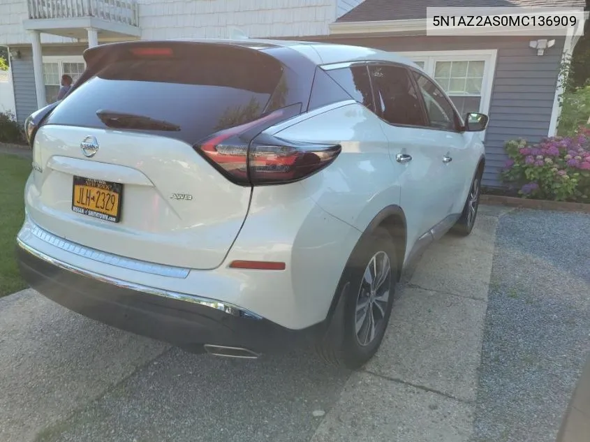 2021 Nissan Murano S VIN: 5N1AZ2AS0MC136909 Lot: 40049096