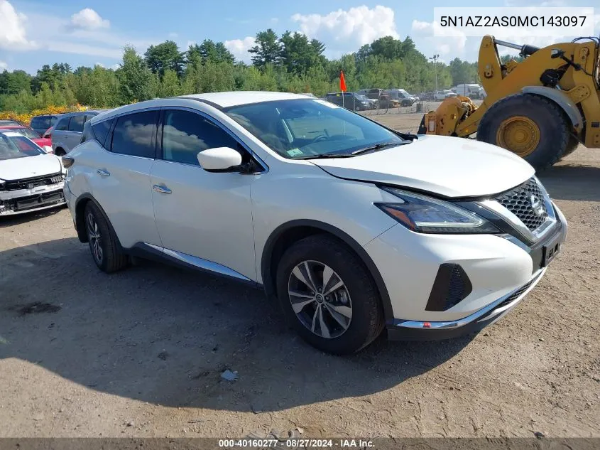 5N1AZ2AS0MC143097 2021 Nissan Murano S Intelligent Awd